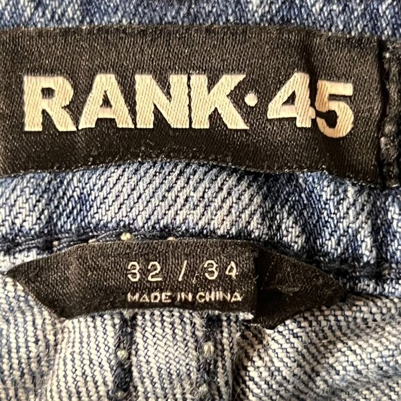 Rank 45 Mens Denim Jeans 32x34 Straight Leg Classic Cowboy Medium Wash Stretch - Picture 4 of 16